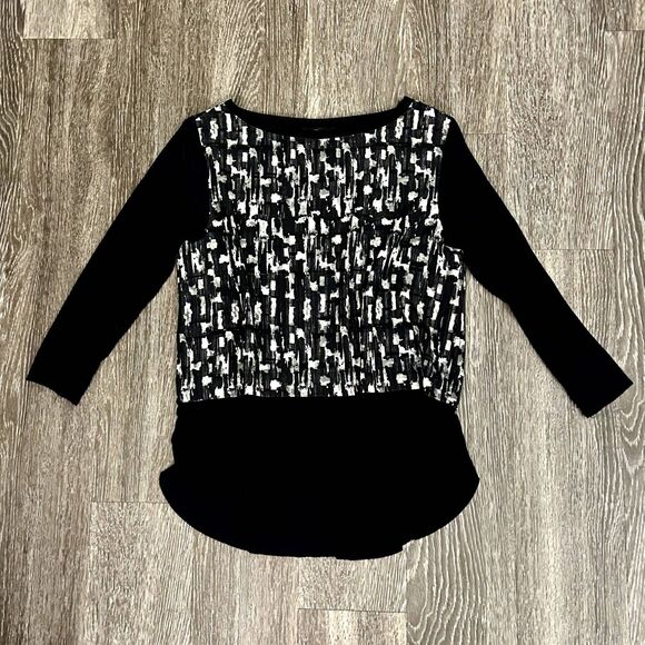 Zara Printed Overlay Top | Women’s Size‎ Medium | Black & White Abstract Design - Picture 1 of 7